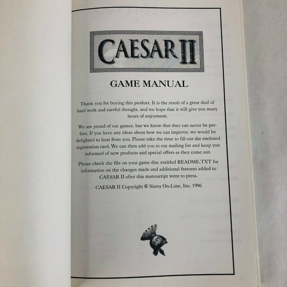 Caesar II Game Manual For Sierra RPG Strategy Reference Softcover Vintage - Picture 5 of 7